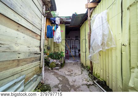 San Cristobal / Dominican Republic - May 16 2018: Small Houses Built As Refuge For People From Natur