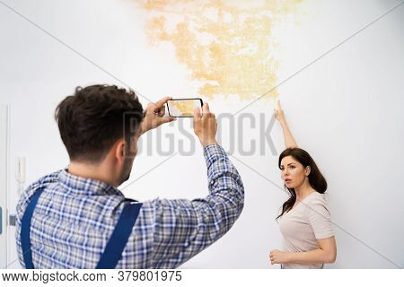 Ceiling Stains From Water Leakage And Flood