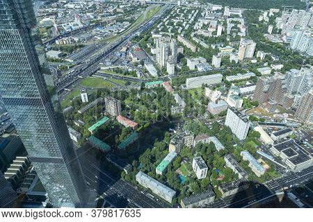 Aerial View Of Center Of Moscow From Observation Deck  Federation Tower In International Business Ce