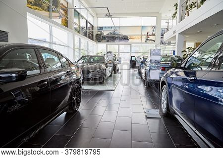 Petrozavodsk, Russia - June 19, 2019: Cars In Showroom Of Dealership Bmw In Petrozavodsk In Russia