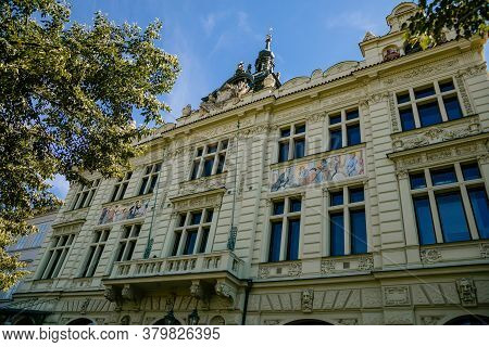 Neo-renaissance Building Of The Mestanska Beseda Theater And Restaurant In The Center Of Plzen In Su