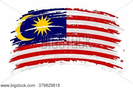 Malaysia Flag In Grunge Brush Stroke, Vector
