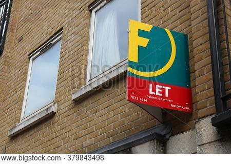 London, Uk - July 9, 2016: Flat To Let By Foxtons Real Estate Agency In London, Uk. Foxtons Agency I