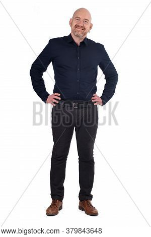 Ull Portrait Of Man Standing On White Background,