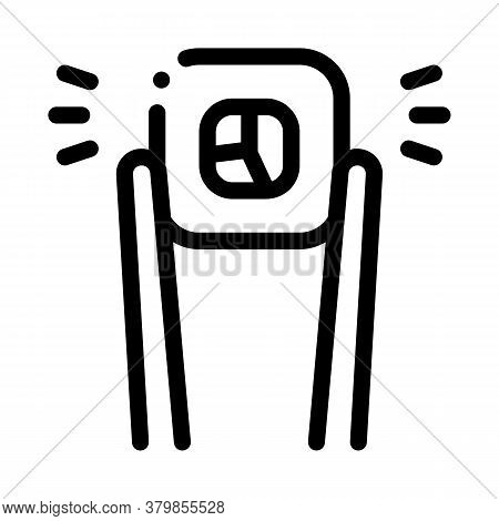 Sushi Roll Holding Sticks Icon Vector. Sushi Roll Holding Sticks Sign. Isolated Contour Symbol Illus