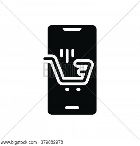 Black Solid Icon For Ecommerce Browsing Spending Purchasing Mobile Trolly Online-shopping Digital Su