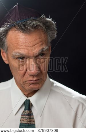 Jewish Man Rabbi, Praying While Wearing His Yamaka