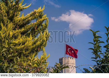 The Ancient City Walls Of Constantinople In Istanbul, Turkey