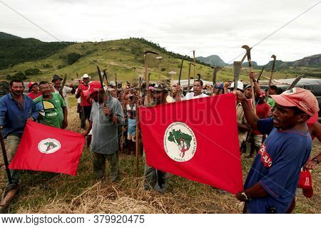 Itamaraju, Bahia / Brazil - December 15, 2009: Member Of The Landless Movement - Mst - Are Seen Duri