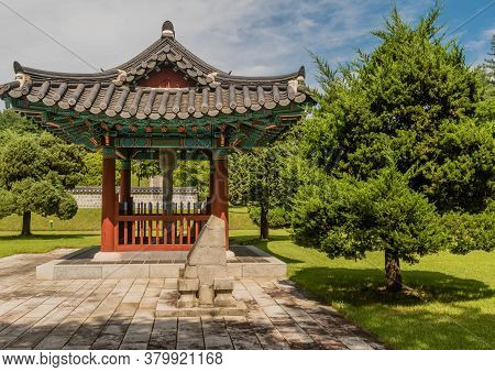 Geumsan, South Korea; July 21, 2020: For Editorial Use Only. Side View Of Monument Honoring 700 Patr