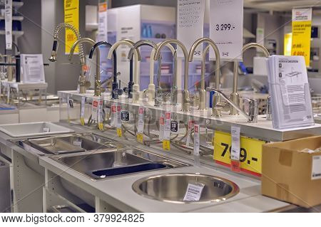 Russia, Sankt-petersburg - 26.12.2013: Interior Of Large Ikea Store With A Wide Range Of Products In