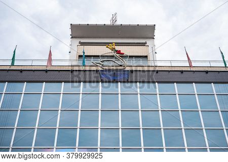 Prague, Czech Republic - July 11 2020: Bila Labut Department Store Exterior In The International Sty
