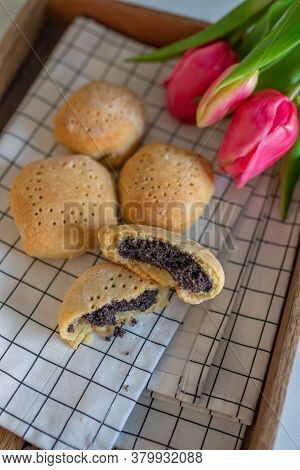 Mohnzelten, Typical German Cookies Filled With Poppy Seeds