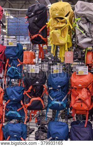St. Petersburg, Russia 09.03.2015 Backpacks In The Sports Shop