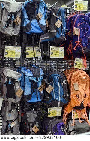 St. Petersburg, Russia 09.03.2015 Backpacks In The Sports Shop