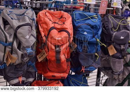 St. Petersburg, Russia 09.03.2015 Backpacks In The Sports Shop