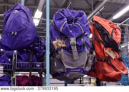 St. Petersburg, Russia 09.03.2015 Backpacks In The Sports Shop