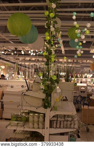 Russia, Saint-petersburg, 15,03,2015 Various Lighting Fixtures, Lamps And Nightlights In The Ikea St