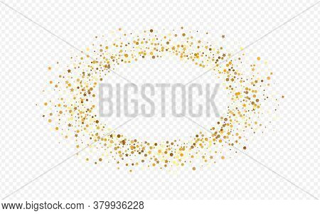 Golden Confetti Bridal Transparent Background. Shiny Dot Banner. Yellow Glow Modern Backdrop. Rain G