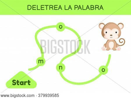 Deletrea La Palabra - Spell The Word. Maze For Kids. Spelling Word Game Template. Learn To Read Word