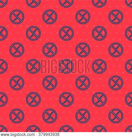 Blue Line Anti Worms Parasite Icon Isolated Seamless Pattern On Red Background. Vector