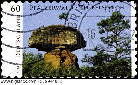 02 09 2020 Divnoe Stavropol Territory Russia The Postage Stamp Germany 2014 Wild Germany Devils Tabl