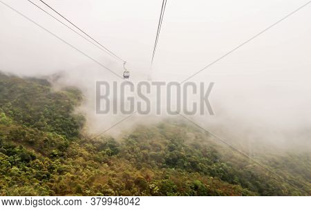View Of Cablecar Way With Fog To Nongping Village ,hongkong