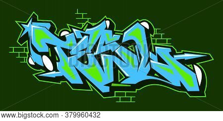 Abstract Word Tesl Graffiti Style Font Lettering Vector Illustration