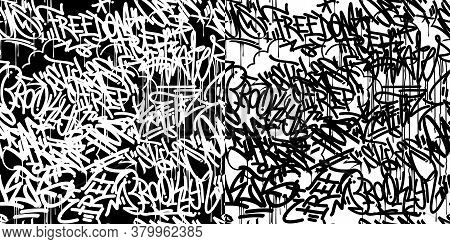 Black And White Abstract Graffiti Style Pattern Vector Illustration
