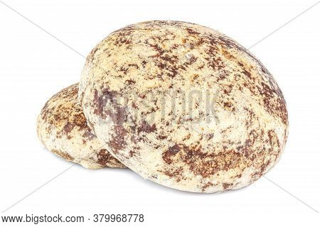 Lying Two Whole Gingerbread Cookies Isolated On White Background