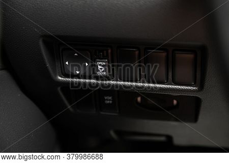 Novosibirsk/ Russia - August 01  2020: Infiniti Fx, Close-up Of Black Of Side Mirror  Buttons On Car