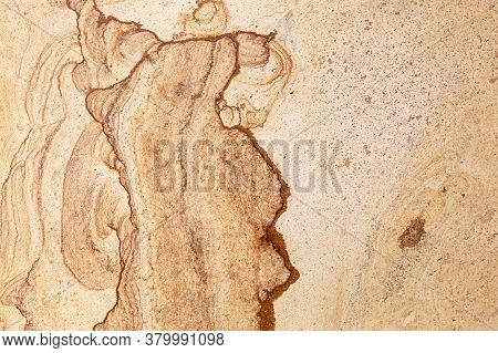 A Unique Pattern Of Polished Yellow Tuff Wall, As An Abstract Background, Texture For Design.  Yello
