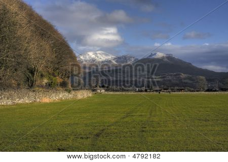 Vinter vy till Snowdonia