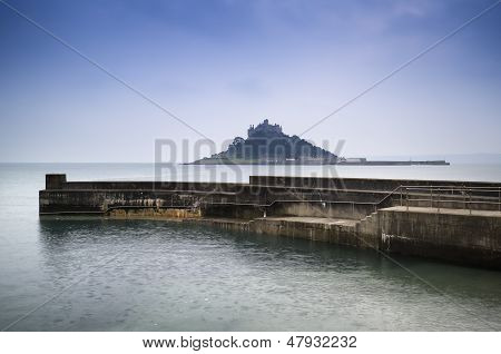 St Michael's Mount Bay Marazion long exposure landscape during twilight Cornwall England