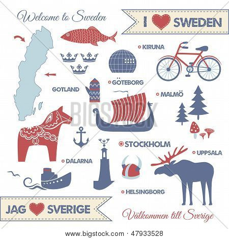 Se symboly a mapa Švédska