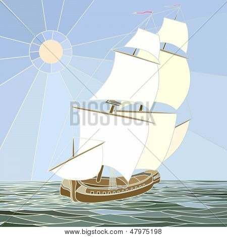 Illustrazione di navi a vela del XVII secolo.