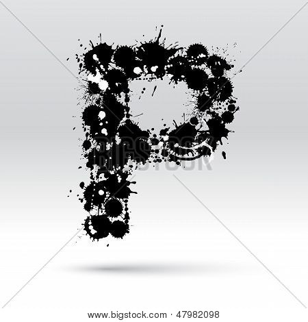 Letter P gevormd door Inkblots
