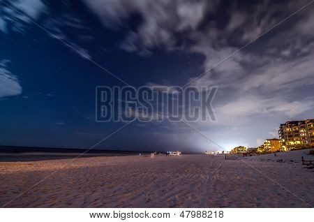 Nat scener på Florida stranden med Super Moon lysstyrke