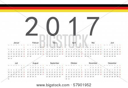 German 2017 Year Vector Calendar