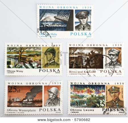 Sbírka známek z Polska světové války přítomen