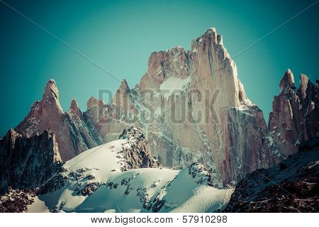 Beautiful Nature Landscape With Mt. Fitz Roy As Seen In Los Glaciares National Park, Patagonia, Arge