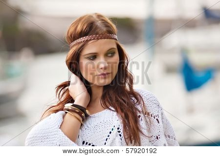 Portrait Of Young Hippie Girl