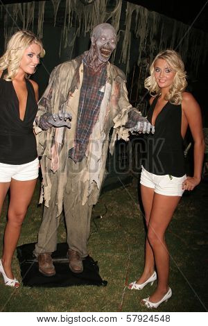 Kristina Shannon and Karissa Shannon  at the Playboy Mansion Halloween Party Preview. Playboy Mansion, Holmby Hills, CA. 10-24-08