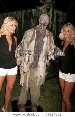 Kristina Shannon and Karissa Shannon  at the Playboy Mansion Halloween Party Preview. Playboy Mansion, Holmby Hills, CA. 10-24-08