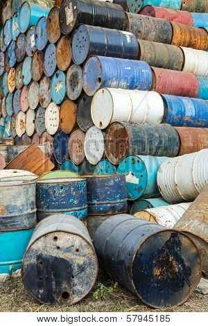 old empty barrels containing hazardous chemicals