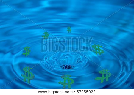 abstract drain money, bankruptcy, green dollars