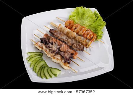 Shashlyk Assorti On Wood Sticks