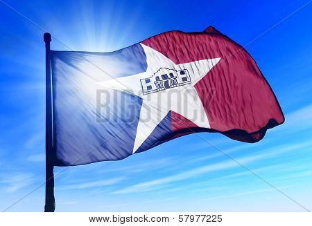 San Antonio (USA) flag waving on the wind