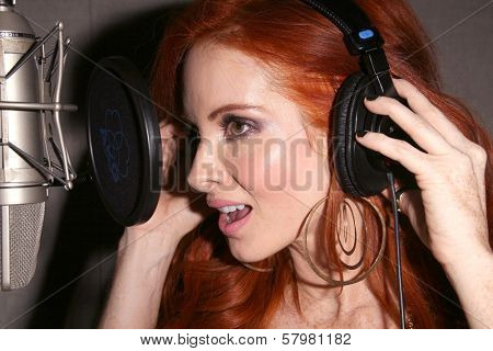 Phoebe Price  at a recording session for the book on tape of 