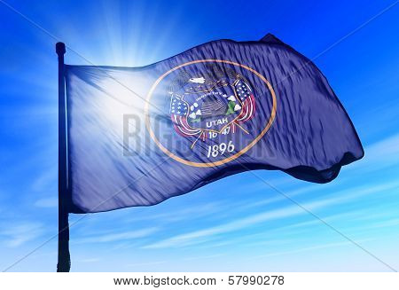 Utah (USA) flag waving on the wind